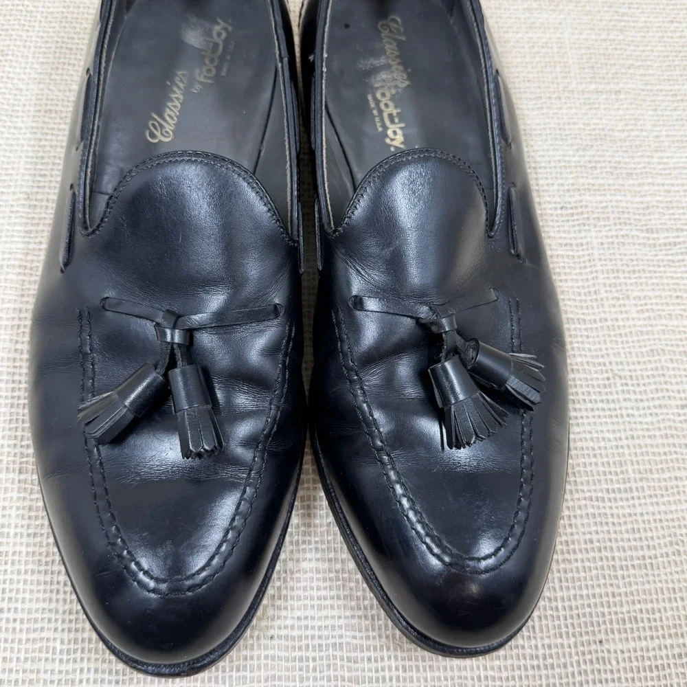 FootJoy Classics Mens 10.5 D Black Leather Tassel Loafers Dress Shoes 75309 USA